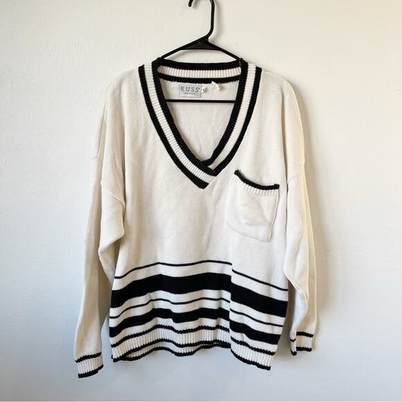 Vintage Russ 1990s V-Neck Sweater Sz M - Picture 1 of 5